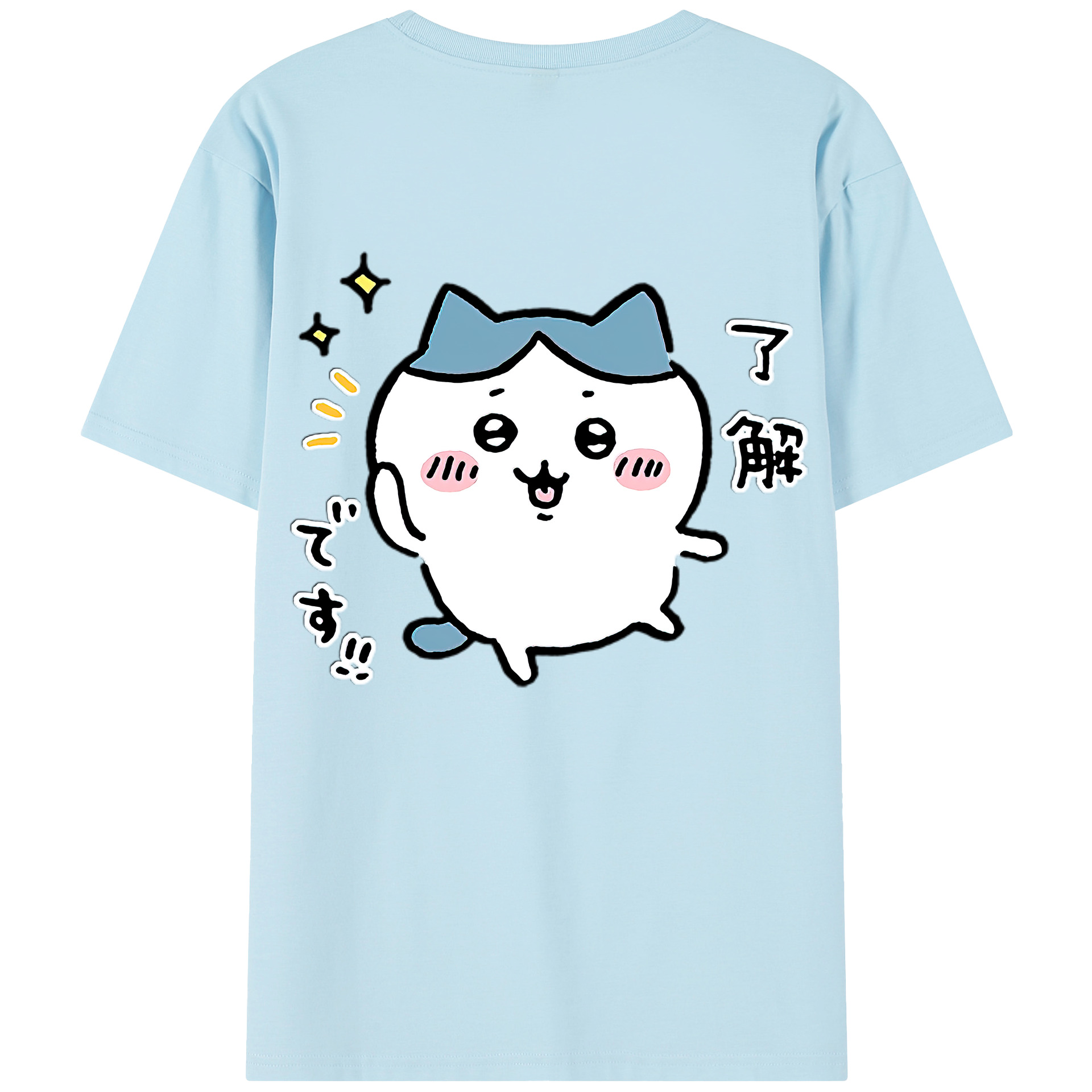 （画像用） ちいかわ ハチワレ Chii-kawa hachiware 綿100％半袖Tシャツ（背面プリント）